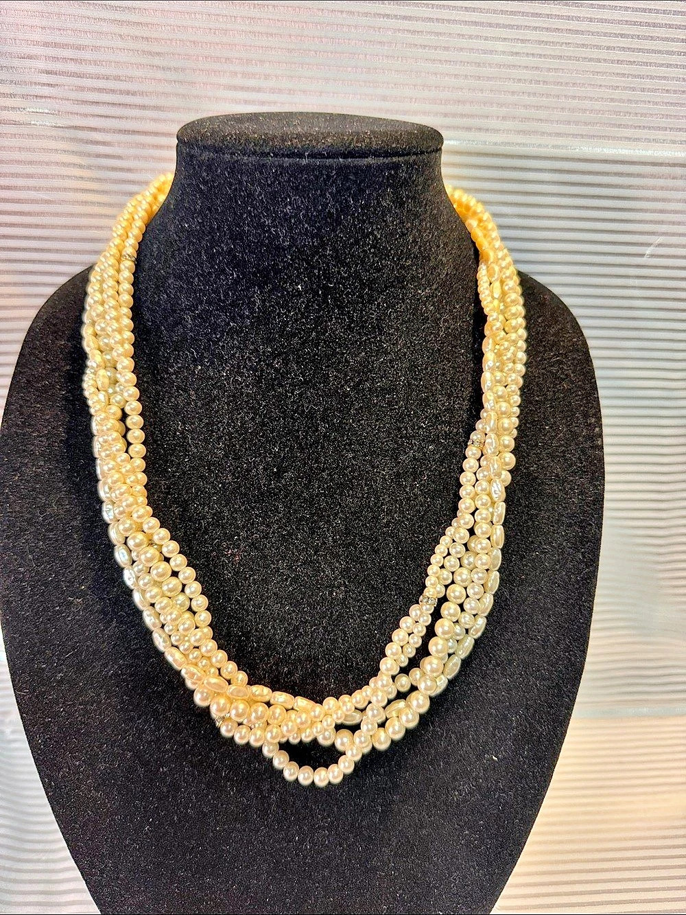 Multi-Strand Pearl Necklace in Cream